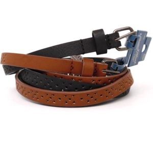 Universal Thread 2 Pack Laser Cut Skinny Fashion Belts NWT Large Black Brown